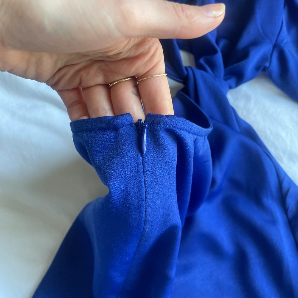 Ronny Kobo Ranell Wrap Dress Size XS, Royal Blue, Midi - Picture 4 of 9